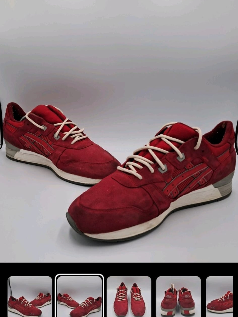 Asics Men's Red Athletic Sneakers with Cream Laces